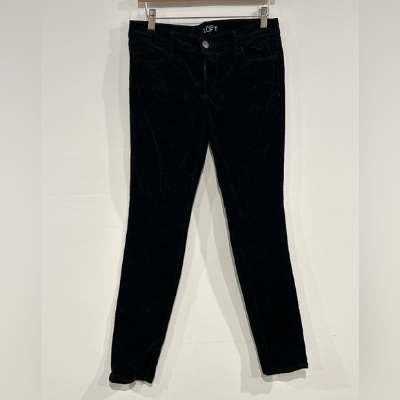 LOFT Women’s 4 Black Modern Skinny Velvet Pants Stretch - Picture 1 of 7
